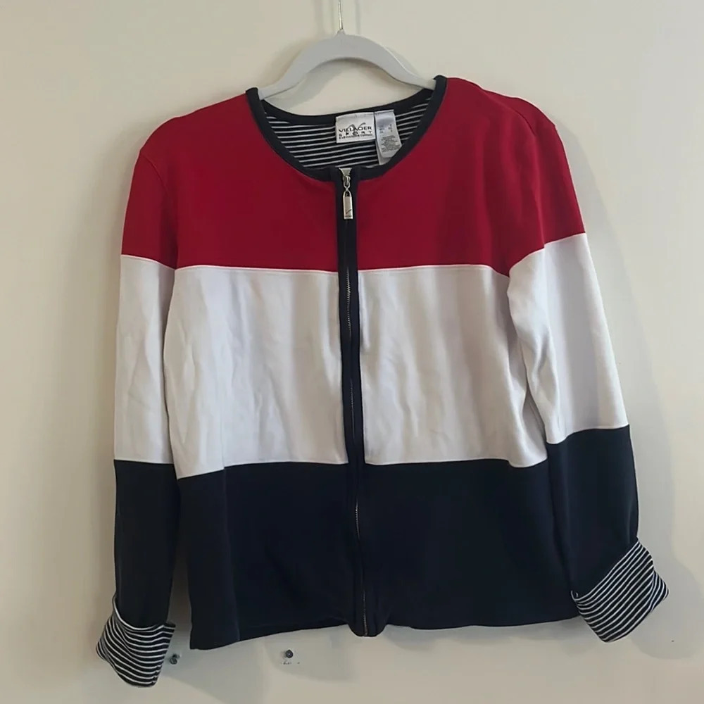 Vintage Villager Sport Liz Claiborne zip front Sweatshirt. Preppy, Sporty sz S